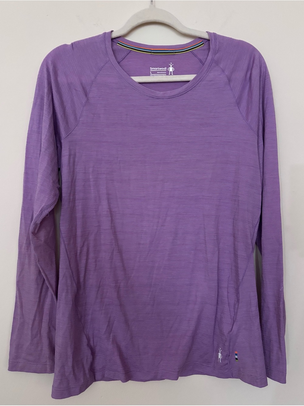 Smartwool Women’s L Purple Merino Wool Striped Long Sleeve Base Layer Top - 150